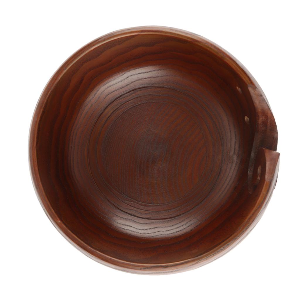Natural Crafted Wooden Yarn Bowl for Knitting Crochet Home Decor (Small Diameter)