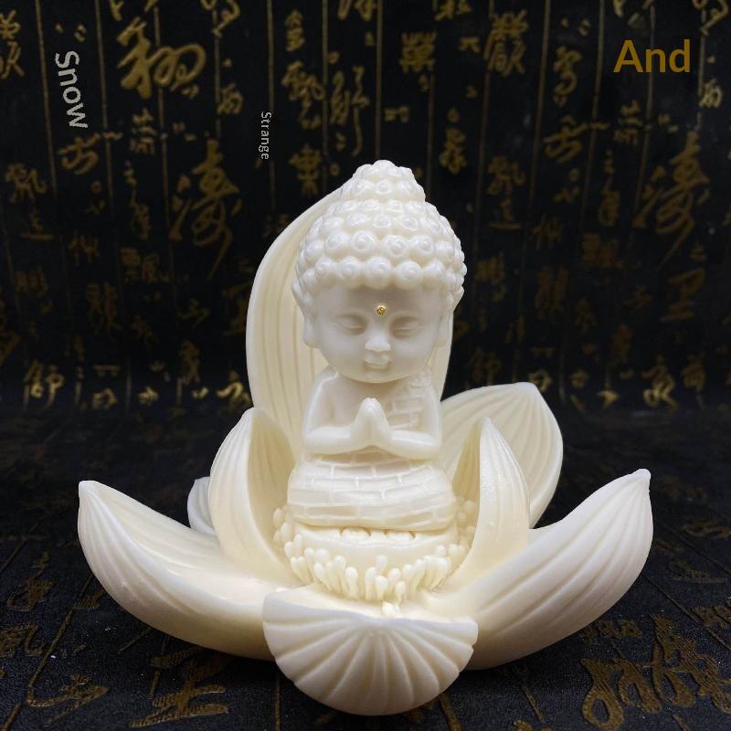 Heat-resistant Q Version Lotus Tathagata Carved Statue Cute Car Dashboard Ornament for Home Desktop Decor Gift