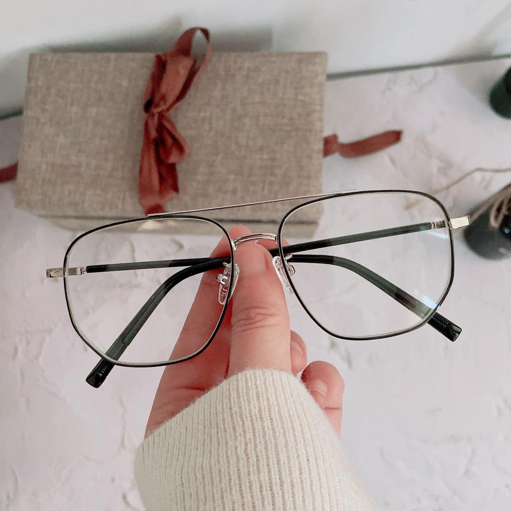 Retro Double Beam Flat Glasses Irregular Business Glasses Frame Trendy Men And Women Personality Can Be Matched With Myopia Glasses Frame