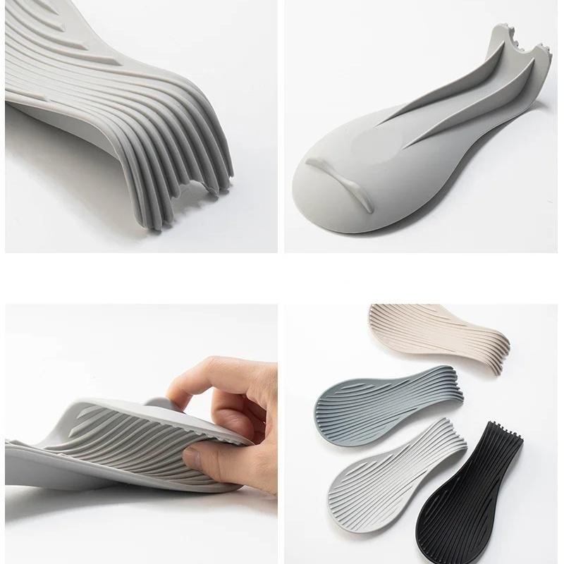 1Pcs Silicone Insulated Spoon Holder Heat Resistant Placemat Spoon Holder Cutlery Shelving Kitchen Tools Placemat
