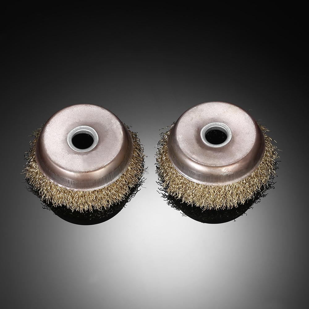 2pcs 75mm 3  Steel Wire Wheel Fine Crimp Cup Wheel Brush Rotary Steel Wire Brush For Angle Grinder