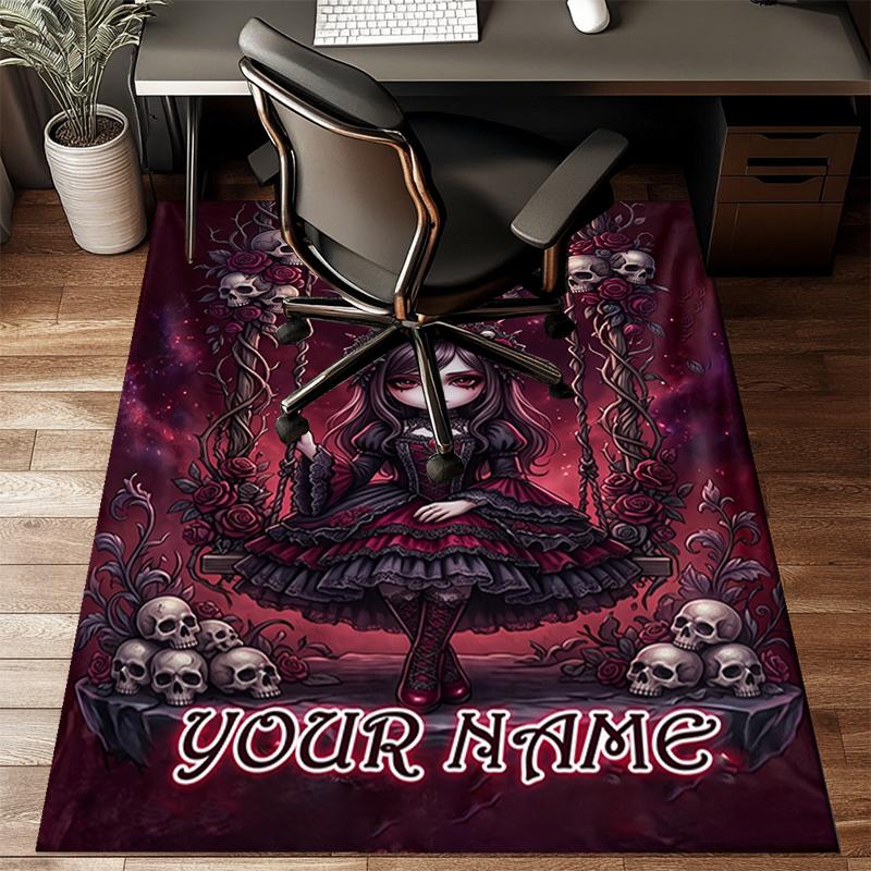 1PC Custom Name Gothic Fantasy Theme Floor Mat Ideal for Living Room, Game Rooms, Office, Bedroom, Office Floor Mat , Floor Mats for Home