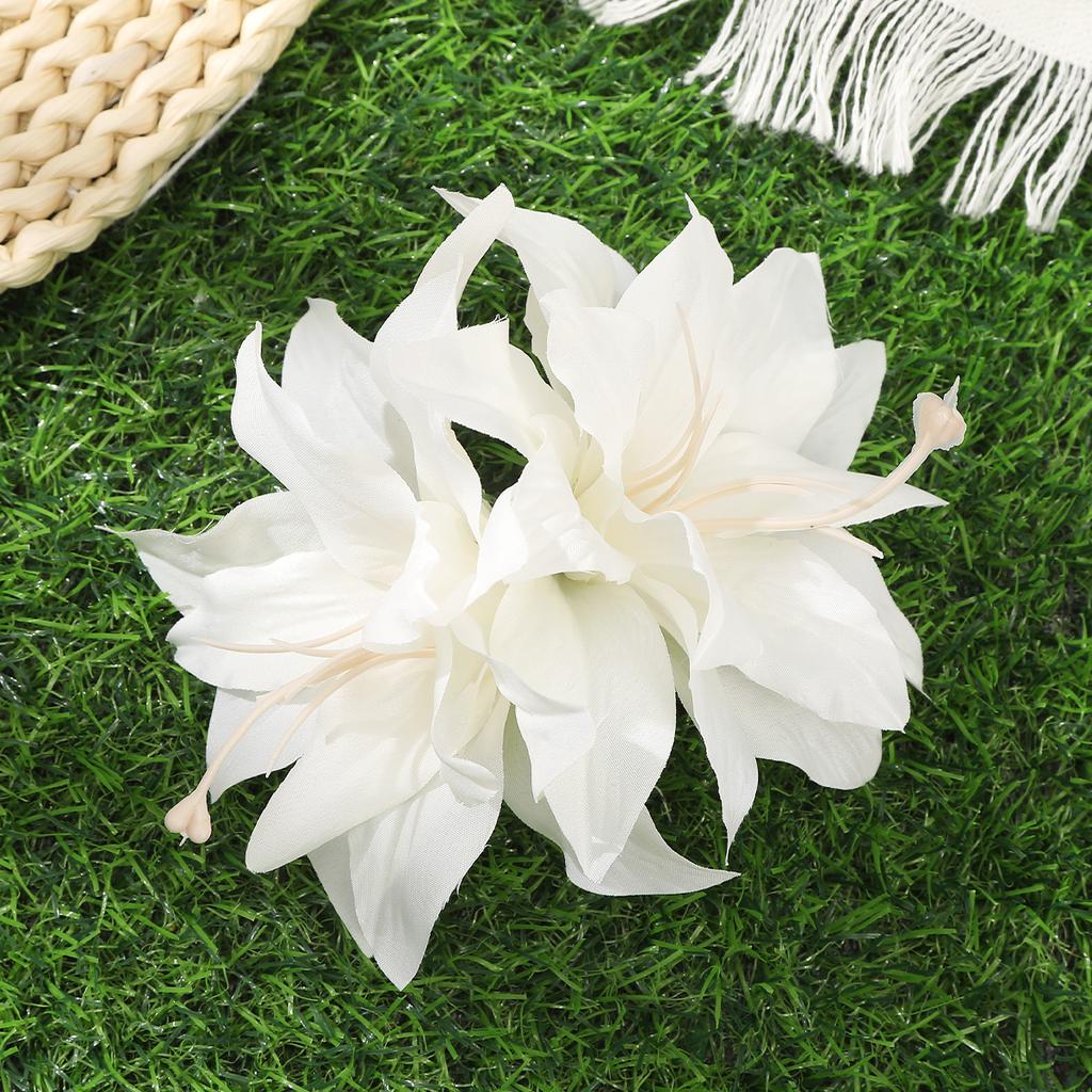 AWAYTR Solid Color Artificial Lily Duckbill Hairpin Floral Hair Clips Valentine Headwear Girl Hair Accessories Festival Gift