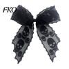 Mesh Bow Hair Clip Halloween Bat Spring Clips, Black White Lace Spider Web Unique Hairpin Barrettes, Gothic Dark Style for Women Cosplay Costume