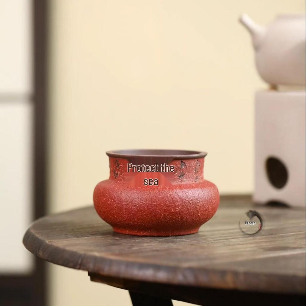Yixing Zisha Handmade Ceramic Tea Waste Bowl Pen Holder
