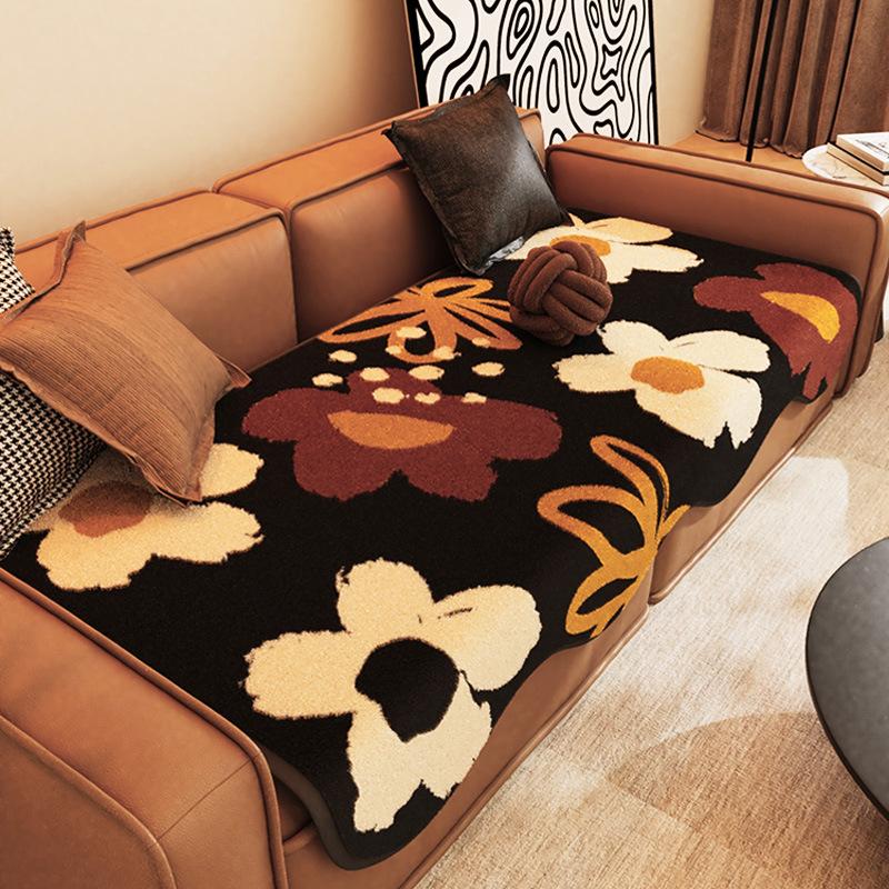 Wanxiang Updated Imitation Rabbit Fur Irregular Sofa Cushion Living Room Straight Row Sofa Cover Towel One Piece Anti-Scratching