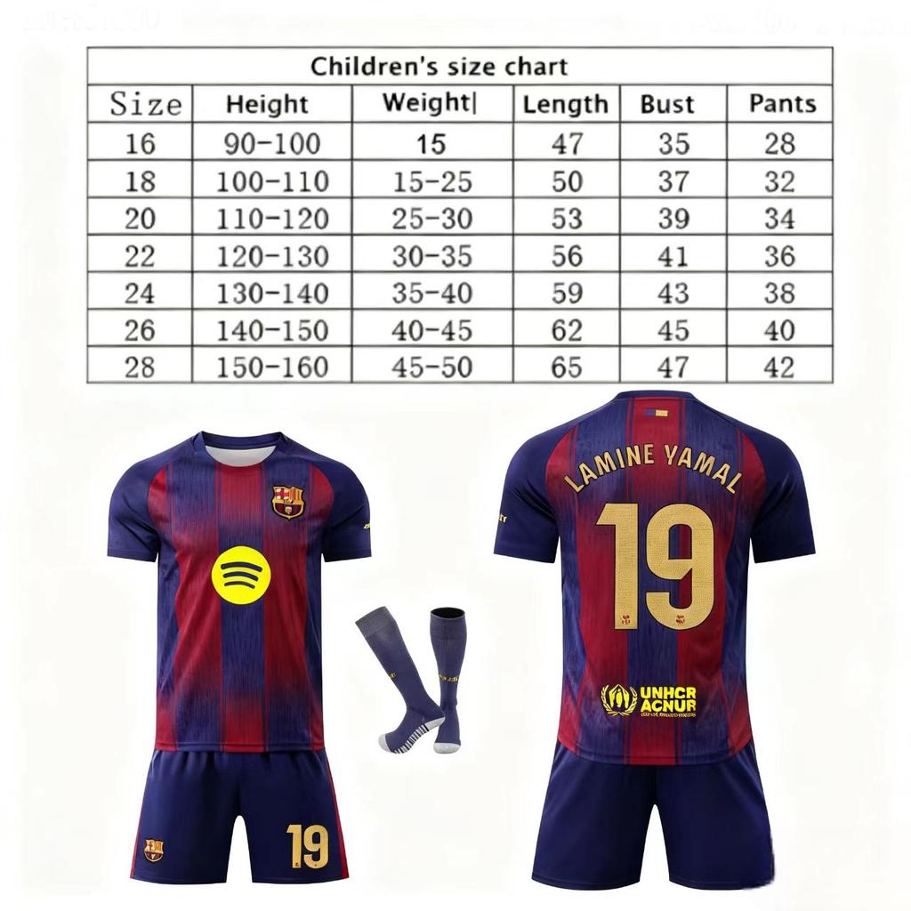 Barcelona Yamal Kinder Sportausrüstung Fußballtrikot Set, Blau
