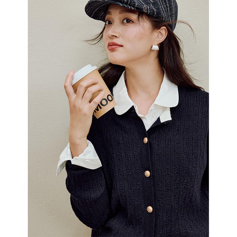 Inman Women's Retro Color Block Round Neck Knitted Cardigan Sweater