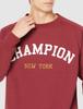 Champion Long Sleeve Techweave Terry Crew Neck Deep Size Odor UV Graphic Logo Print Men's Sweatshirt, C3-WG002, Red, L, Antibacterial, Resistant,