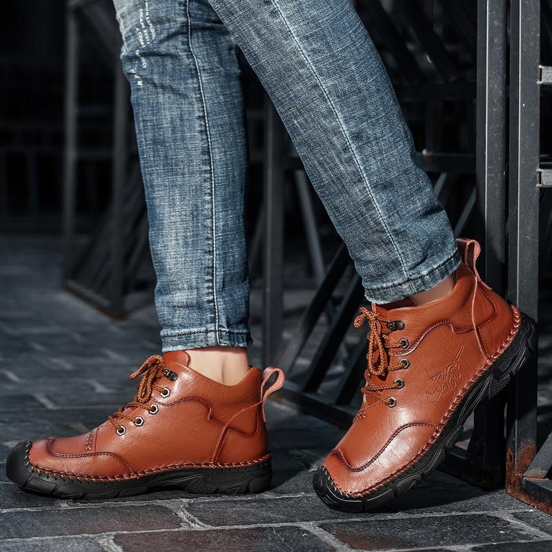 38-48 Herren Handgefertigte Echtleder Stiefel Bequeme Stiefeletten für Herren Freizeitschuhe Outdoor Workwear Schuhe