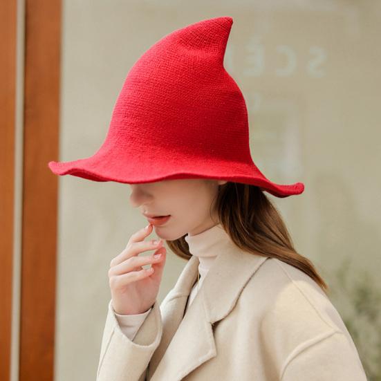 Čarodějnice Cosplay Klobouk Halloween Kostým Pletené Skládací Špičaté Jednobarevné Foto Rekvizita Maškarní Festival Dekorace Čepice Čepice