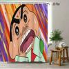 Crayon Shin-Chan & Himawari & Shiro & Leopard & Rooster Jungle Adventure Scene 2D Print Waterproof Shower Curtain, Bright Green