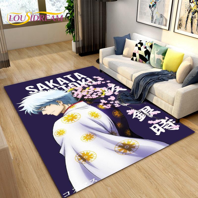 Anime Gintoki Kagura Gintama Area Rug,Carpet Rug for Living Room Bedroom Sofa Doormat Decoration, Kids Play Non-slip Floor Mat