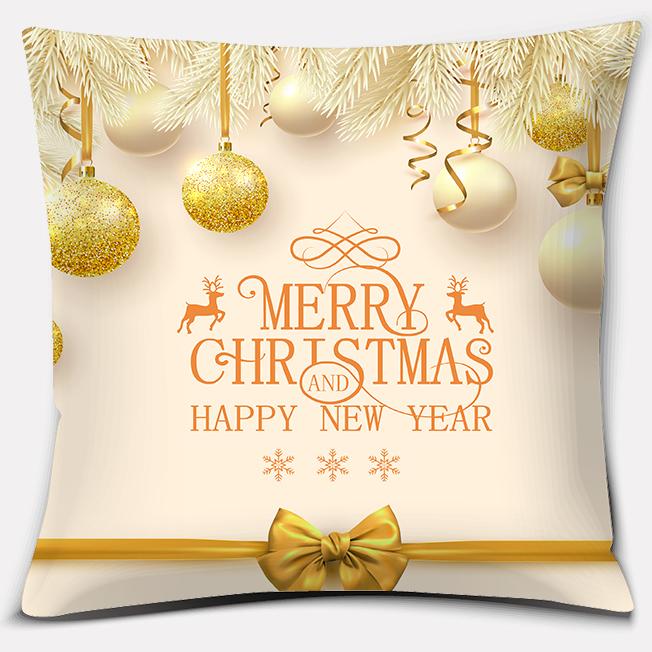 Gold Christmas Decoration Series Pillow Gift Home Office   Bedroom Sofa Car Cushion Cover
