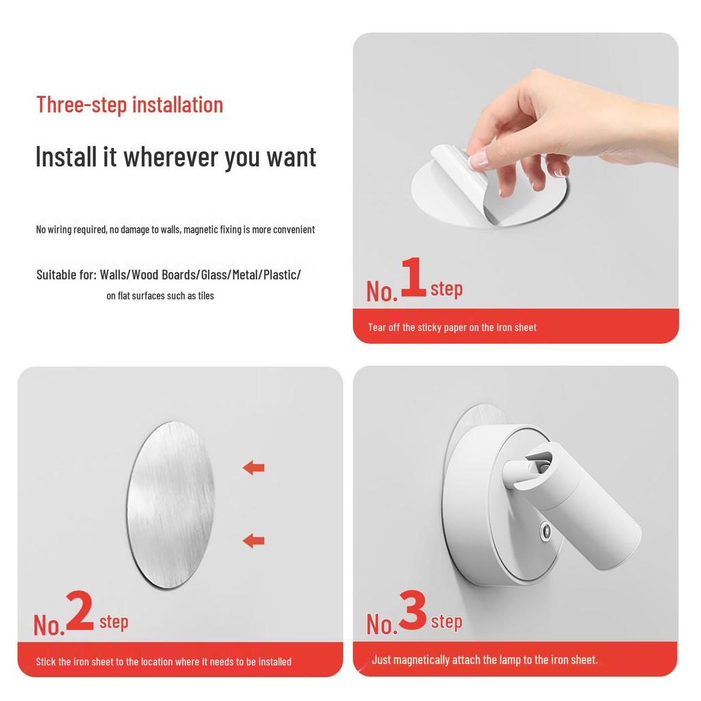 Wireless Magnetic Wall Light: Cord-Free Spotlight & Atmosphere Light for Bedroom and Picture Lighting