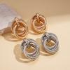 Multi-layer circle silver needle stud earrings simple geometric ins earrings
