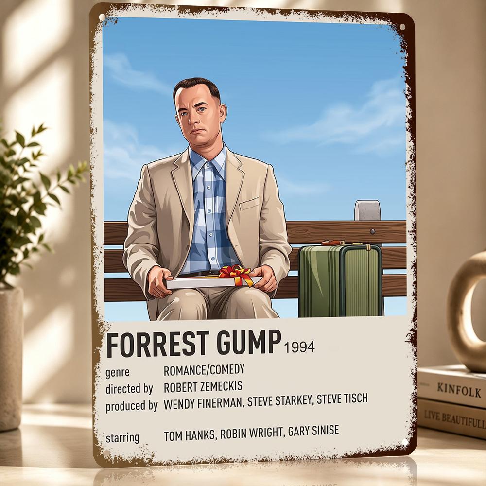 Forrest Gump Minimalistisches Kunstposter Retro D Gedruckte Metallschilder Benutzerdefinierte Wanddekoration Geschenk für Dekor Raum Schlafzimmer Sachen Zuhause