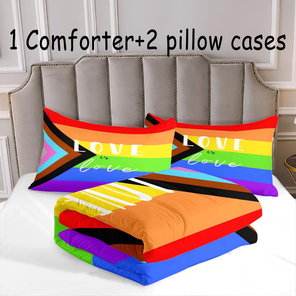 Tęczowa Miłość to Miłość Zestaw Pościeli Drukowana 3D Poszwa na Kołdrę z Poszewką na Poduszkę Rozmiar Twin Queen King Full Pościel Dekoracja Sypialni