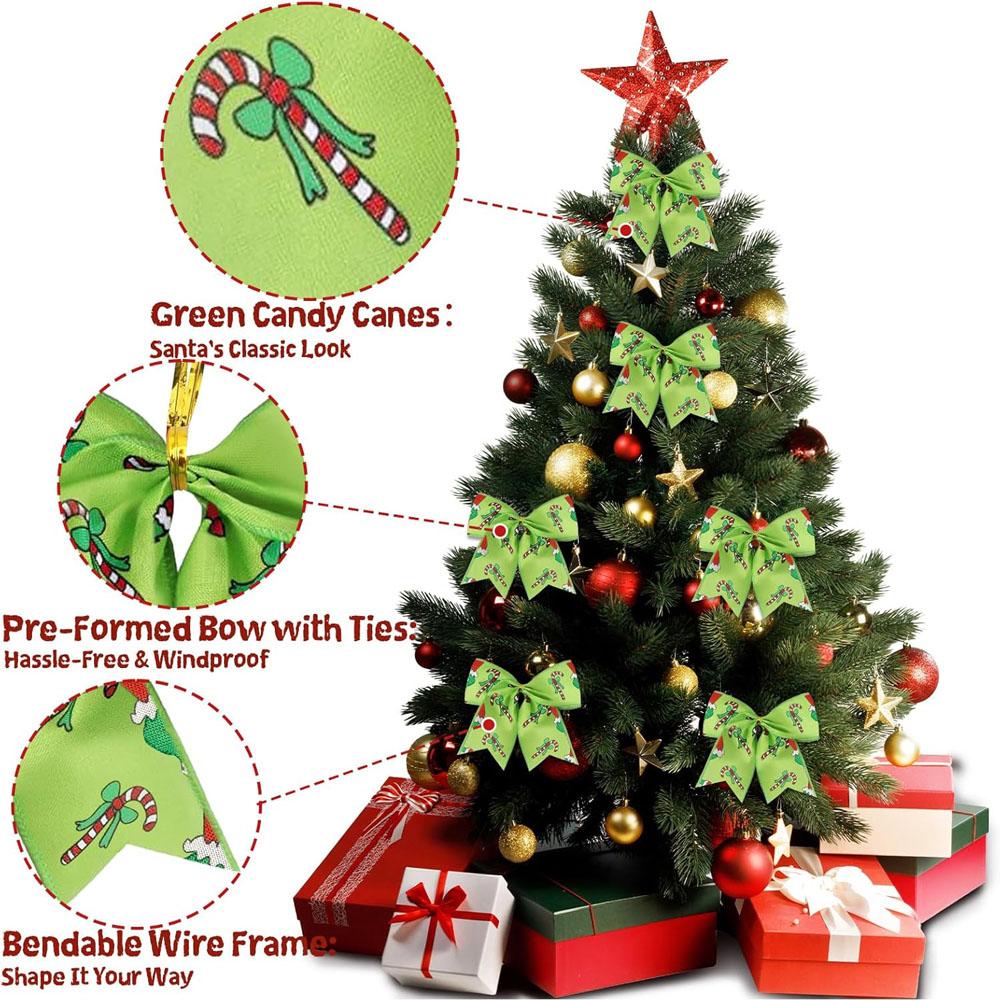 Christmas Bows for Wreaths, DIY Xmas Tree Decorations for Tree Gift Wrapping Garland Home Decor