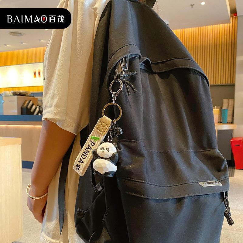 Original Resin Wood Carving Wind Panda Keychain Creative Exquisite Bamboo Panda Couple Keychain Bag Pendant