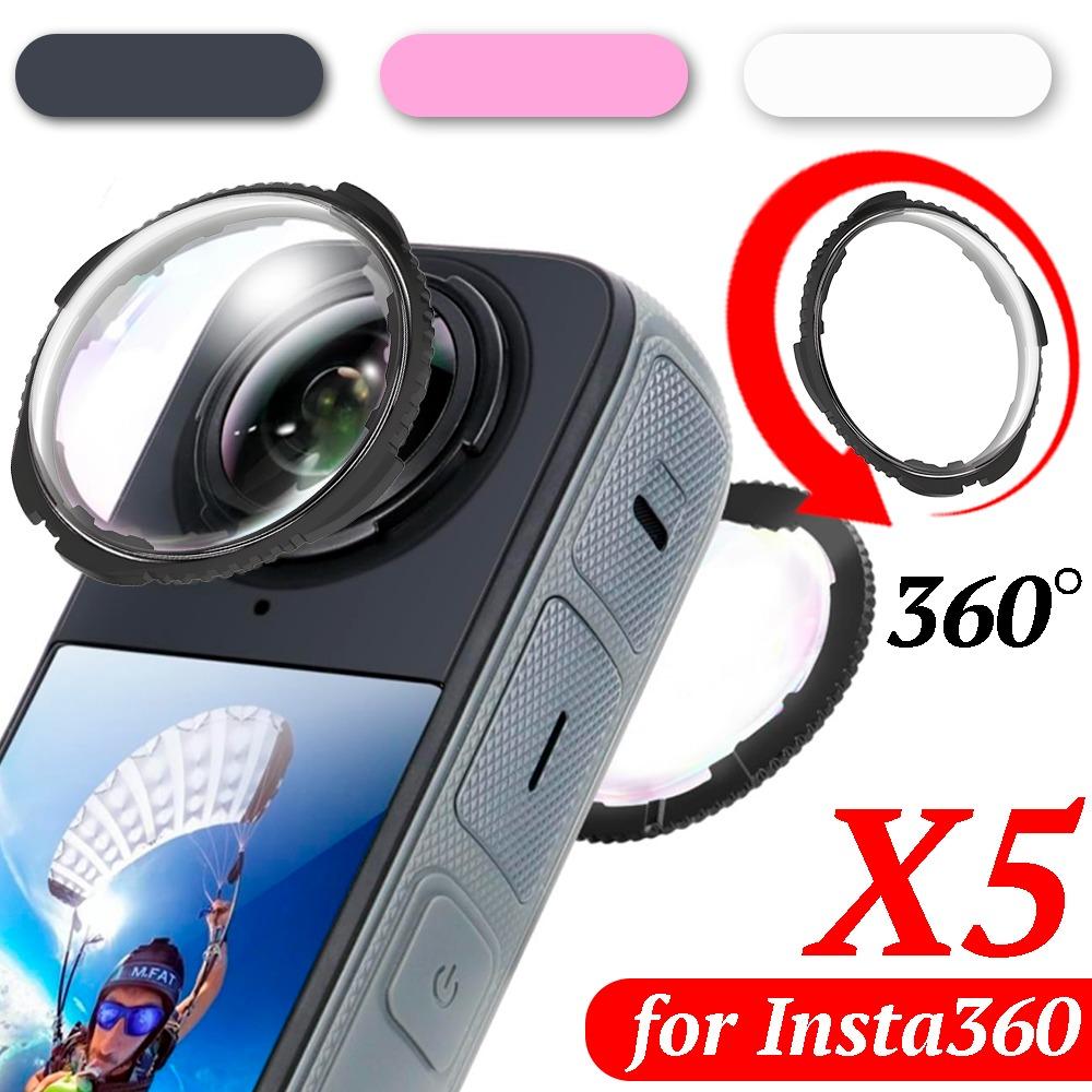 Premium 9H Tempered Glass Lens Guard Screen Protector for Insta360 X5 Plastic HD Camera Lens Protective Cover for Insta360 X5