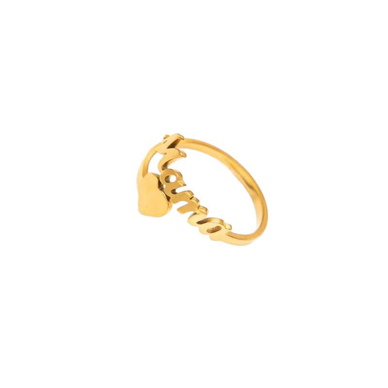 Creative Heart-Shaped English Letter 'Mama' Ring - Fashionable European and American Open Design