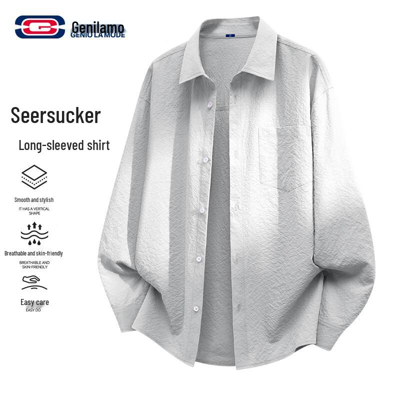 

GENIOLAMODE Men s Anti-Stain Breathable Long Sleeve Casual Shirt M