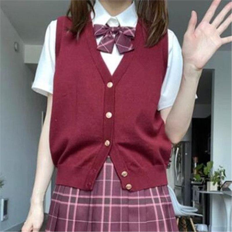 Japanese Style Knitted Cardigan Vest - Solid Color, Academic Look, Versatile Sweater for Spring and Autumn
