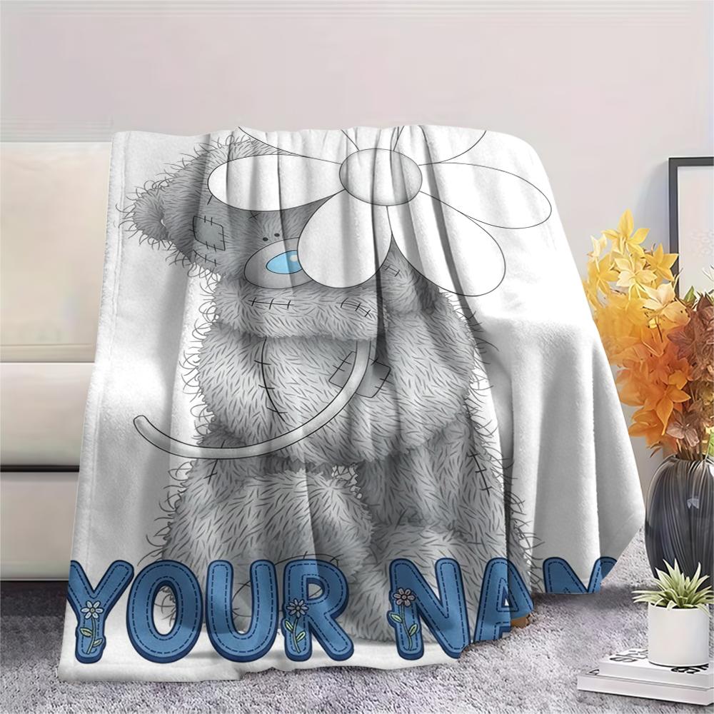 1PC Custom Name Tatty Teddy Patterned Flannel Blanket Suitable For All Seasons for Home Decor Warmth and Comfort Gifts Holiday Present