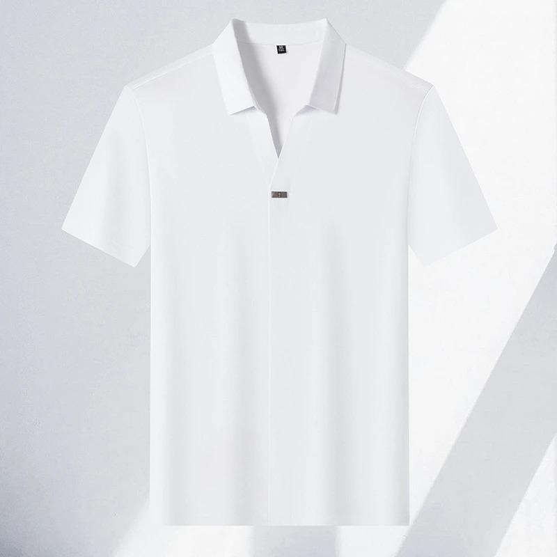 Men's Casual and Fashionable Solid Color Short Sleeved Polo Shirt Comfortable Versatile Summer T Shirt