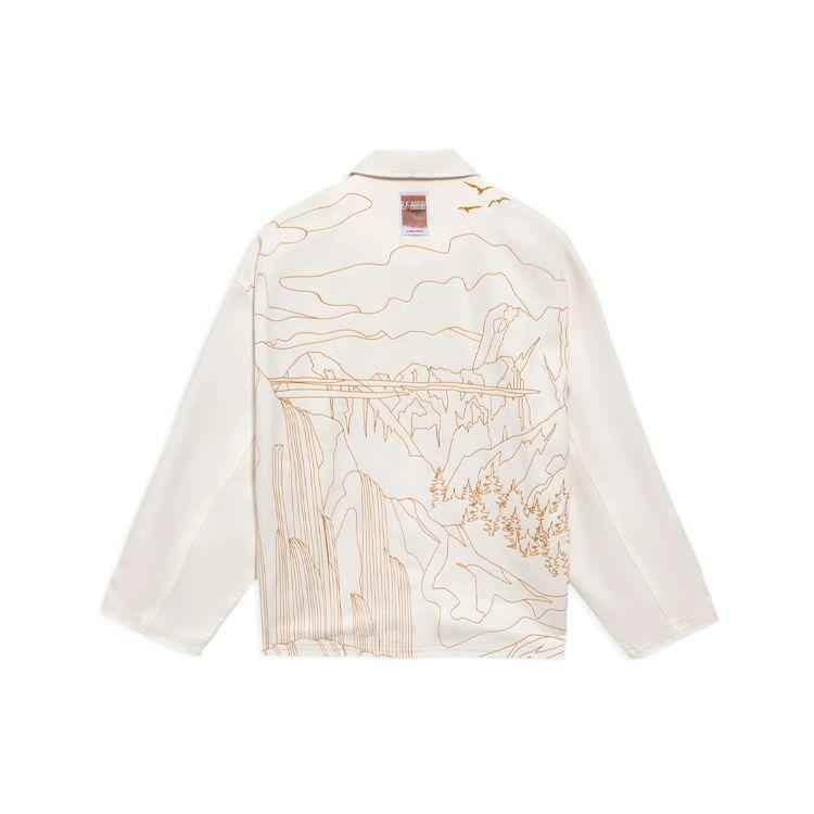 Li-Ning AFDS237-2 Men s China Li-Ning Landscape Embroidery Loose Coach Jacket Off-White L