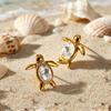 Boucles d'oreilles Clous Tortue de Mer Couleur Or Pour Femmes Mignon Animal Marin Boucle d'oreille Zircon Cubique Bijoux d'Été Plage Cadeau Accessoires Imperméables