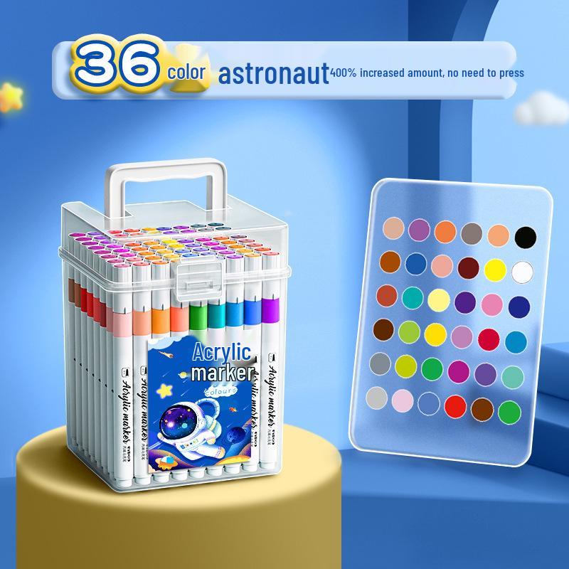 Acrylic Marker and Colored Pencil Set: 24 Opaque Colors, 36 Paint Brushes for Kindergarten Art