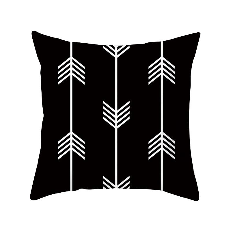Simple Style Home Decoration Abstract Geometric Grid Black and White Lines Light Luxury Sofa Waist Support Pillow Cover Cushion
