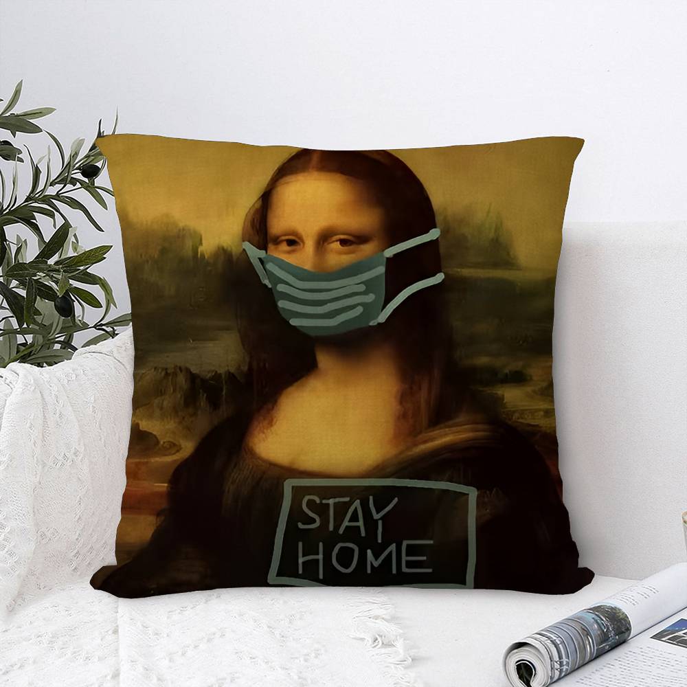 Mona Lisa Śmieszne Spersonalizowane Zdjęcie Tekst Dekoracyjne Poduszki Domowe Prezenty Domowe 45x45cm