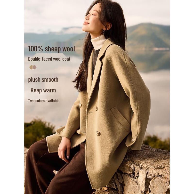 

Mohan Yimei 2025 Winter Double-Faced Merino Wool Lapel Coat M