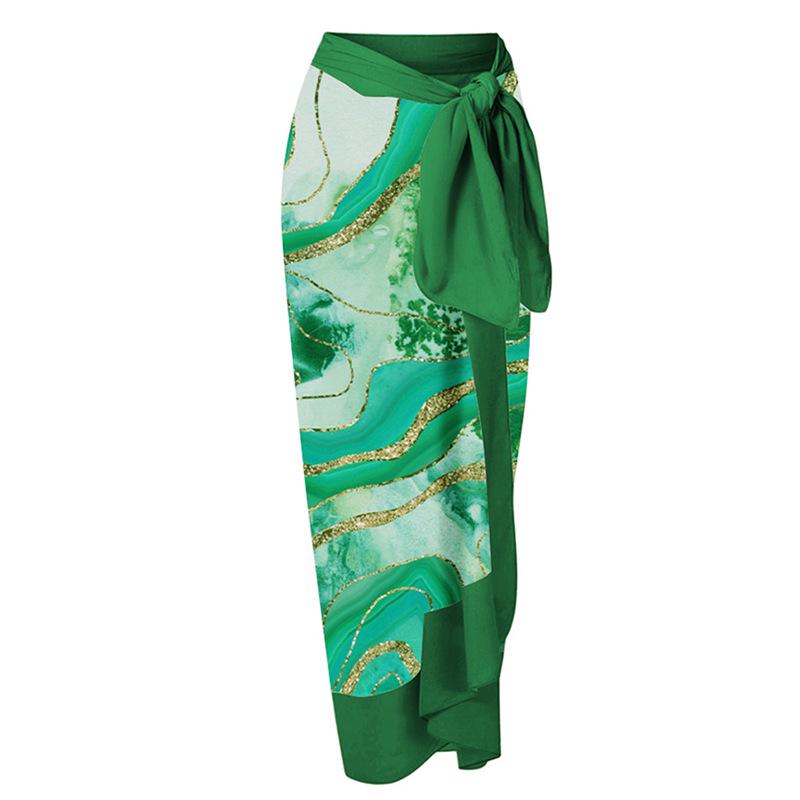 

Юбка миди в европейском и американском стиле для отпуска с завязками - Пляжное платье 22077238 One Size зелёный