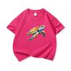 Realistic Watercolor Sea Turtle Graphic Tee Kids Pure Cotton Crew Neck Print T Shirt Short Sleeve Muticolor Tops Boys Girls