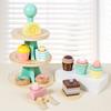 Wooden Pretend Play Toys 3 Layers Dessert Cake Tower Simulation Cutting Afternoon Tea Set Children Kitchen Food Play Toy Set