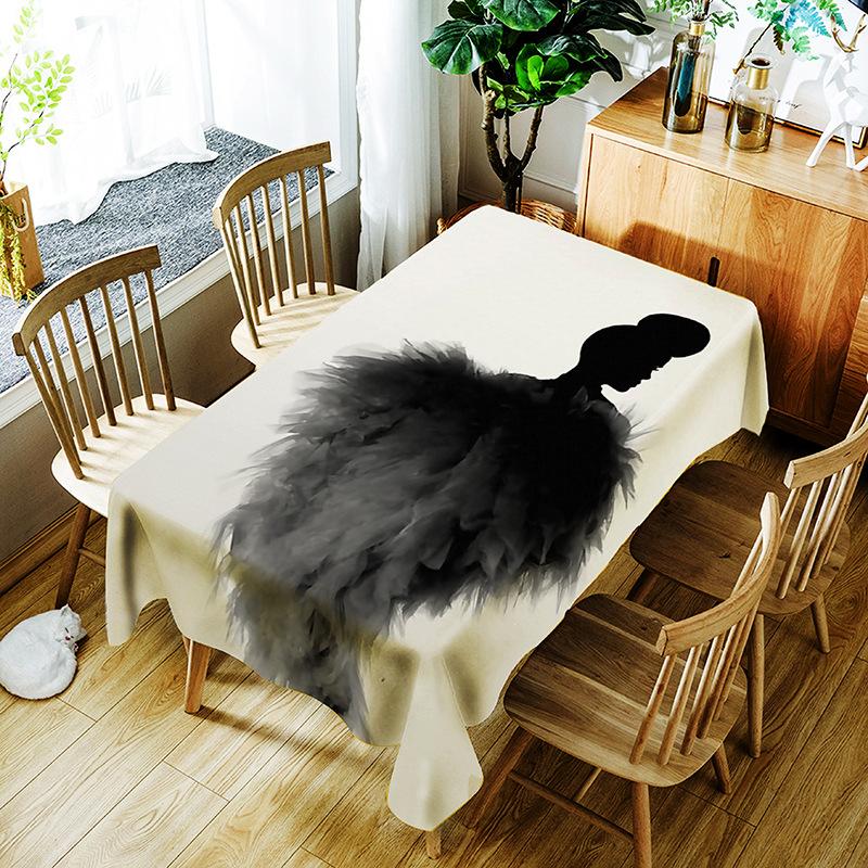 Obrus z wzorem sowy Kreatywny charakter Zielony liść i ptak Poliester Wygodny wodoodporny obrus do domu