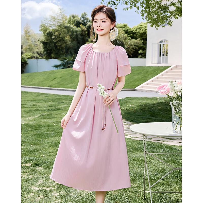 Elegant Short Sleeve Mid-Length A-Line Dress