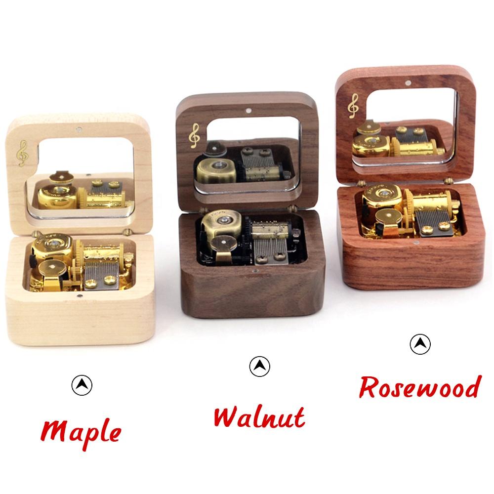 Custom Wooden Music Box DIY Carved Musical Note Small Wooden Box Creative Gift