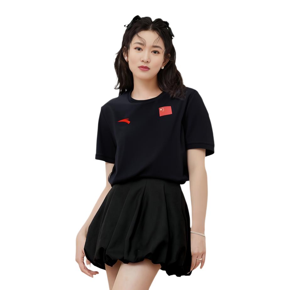 Anta Round Neck Pullover Breathable Comfortable Knitted Short Sleeve T-Shirt Unisex Tops Legendary-Blue 452430101-3