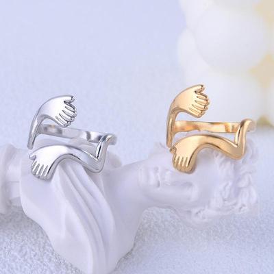 Den Ring mit beiden Händen umarmen Mode Persönlichkeit Damen Unregelmäßiger Öffnungsring Kreativer Handflächen- und Zeigefingerring