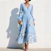 Women's V-Neck Floral Long Sleeve Pleated Dress 2026