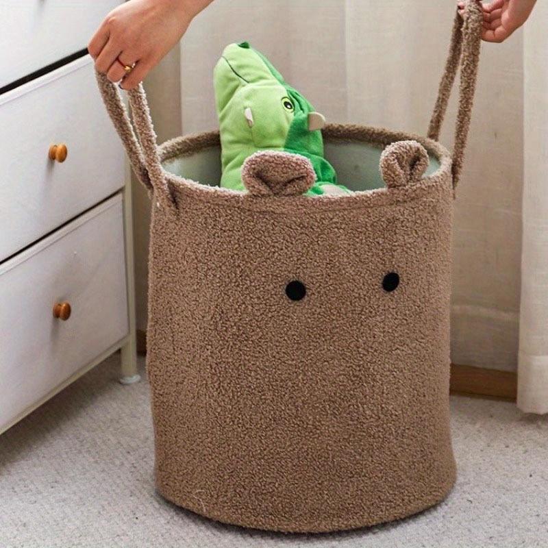 1 pezzo Cesto portaoggetti grande capacità a forma di pecora dei cartoni animati, spesso peluche poliestere, cesto portabiancheria con manici per un facile trasporto