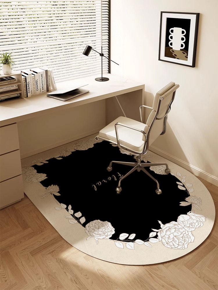 Vintage Floral Curved Carpet Waterproof Study Room Gaming Room Floor Mat Cloakroom Foot Cushion Home Decoration