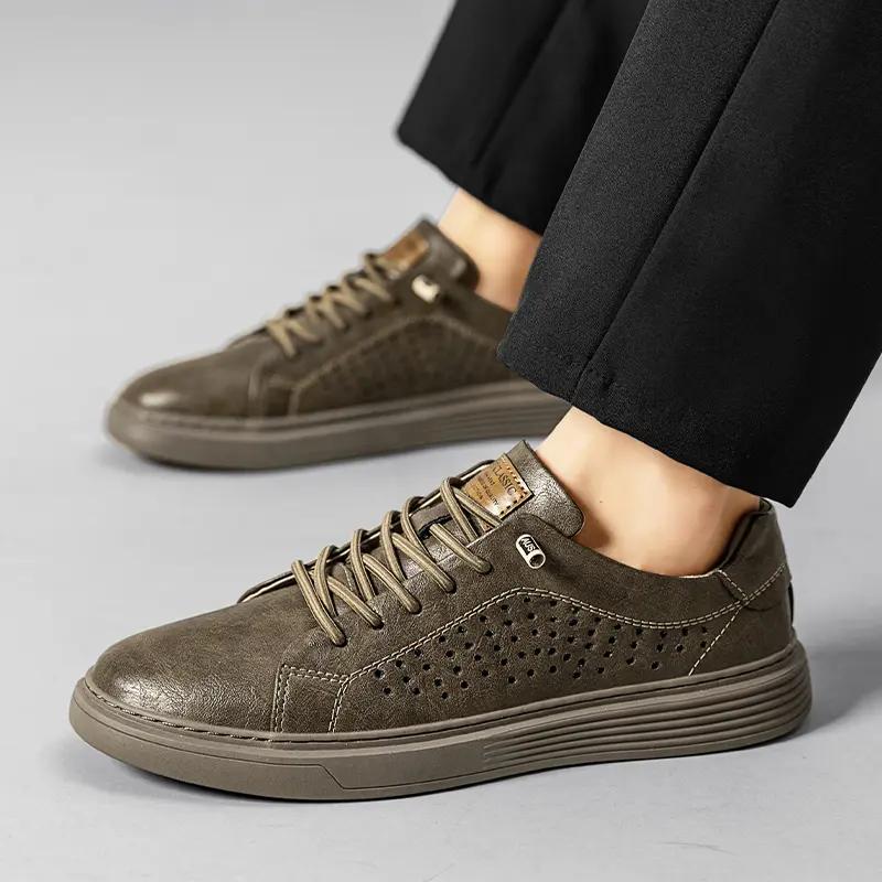 Fashion Genuine Leather Italian Casual Shoes Men's Lace Up Oxford Shoes Outdoor Jogging Shoes Office Men's Dress Shoes Large Size 36-45