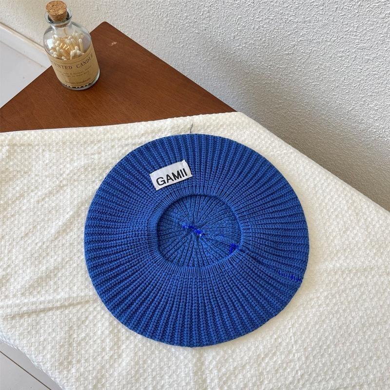 Zhao Lusi Same Style Korean Version Versatile Knit Beret For Women Winter Fashion Concave Shape Beret Peaked Cap Newsboy Hat Trendy