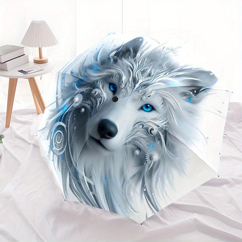 

1pc Enchanted Moonlit Wolf Pattern Automatic Umbrella is Fashionable and Good-Looking, Suitable for Travel and Daily UseC029